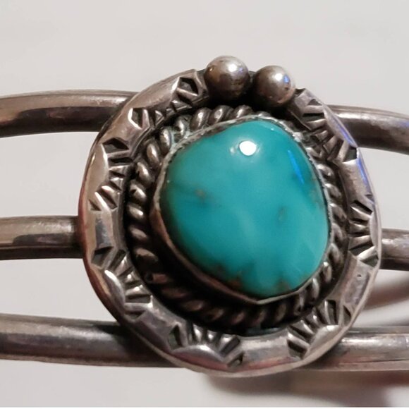 Navajo Turquoise Sterling Cuff sz 6.75   (NAB 1023) - Picture 2 of 10